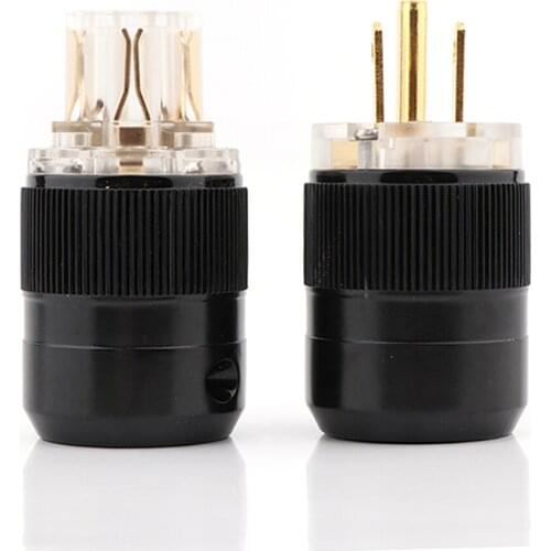 Gold Plated transparent US AC Power Plug hifi IEC Female Connector DIY Power cable