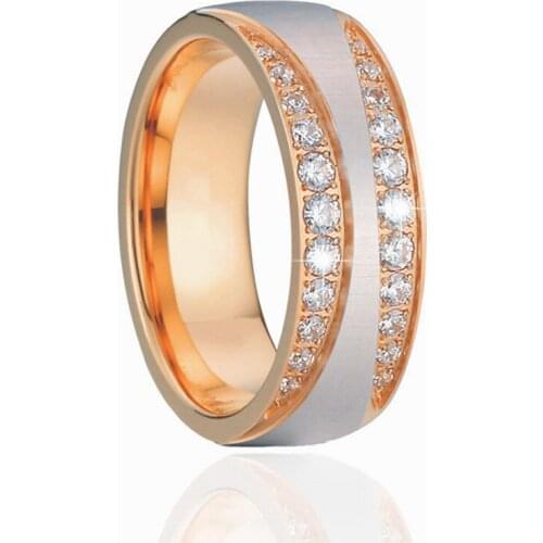 Classic shiny cubici zirconia gold / silver color ladies girls engagement ring proposal marriage wedding rings for women