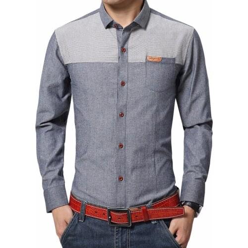 Quality Cotton Linen Good Patchwork Button Slim Fit Turn Down Collar Long Sleeve Twill Formal Mens Dress Shirts Solid Mens Top