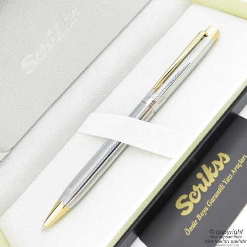Scrikss 722W Gold Chrome Versatil Pen | Scrikss Pen | İsme Special Pen | Gift Pen