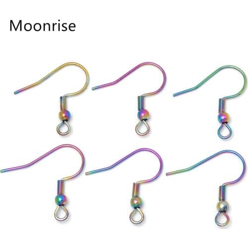 30Pcs 316 Stainless Steel Earring Fish Hooks Rainbow Surgical French Ear Wires 21 Gauge Pins for Dangle Drop Earrings Making