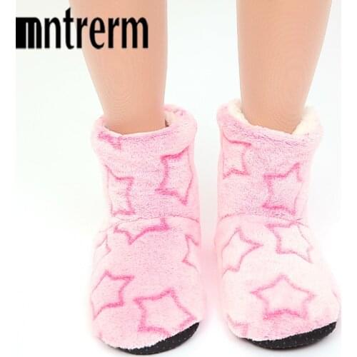 Mntrerm 2020 Lovely Ladies Plush Home Slipper Warm Floor Women Cotton Shoes Winter Pentagram Pattern Soft Long tube Slippers New