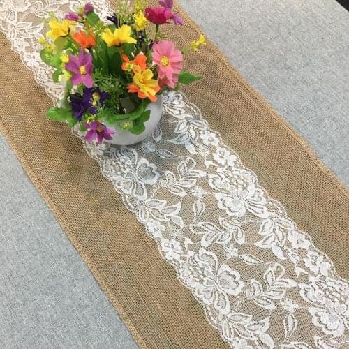 Natural Linen Table Runners Burlap Table Cloth Cover Garland Party Favors Wedding Christmas Table Decoration