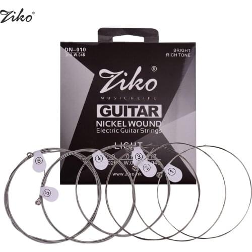 ZIKO DN-010 Normal Light 6pcs/Set Guitar Strings for Electric Guitars Hexagonal Core Namo Coating Nickel Winding For Guitar
