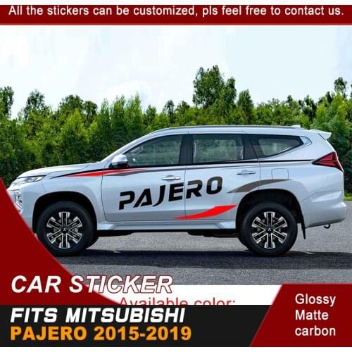 Fit For MITSUBISHI PAJERO SUV 2015 2016 2017 2018 2019 Car Decals Side Body Racing 3 Colour Stripe Graphic Vinyl Car Sticker