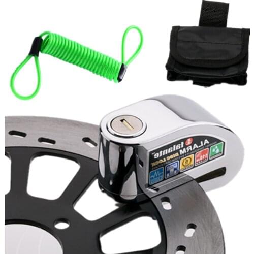 Motorcycle Moto Scooter Bicycle Disc Brake Lock Security Anti-theft Alarm Lock Zinc Alloy Lock + Bag + Reminder Cord