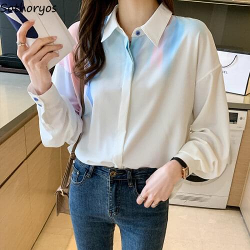 Women Long Sleeve Shirts Tie Dye Elegant Tender Temperament Stylish Office Lady Casual Blouses Korean Style All-match S-3XL Cozy