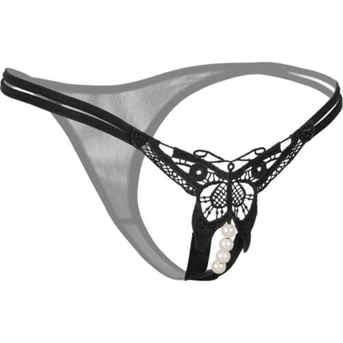 Womens underwear Hot Sexy Faux Pearl String Massage Underwear Briefs Lady G-String Nightwear Low-Rise Panties