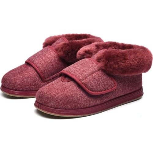 Winter style widened adjustment shoes true wool collar warm shoes swollen feet pregnant drivers diabetic foot cotton cloth shoes
