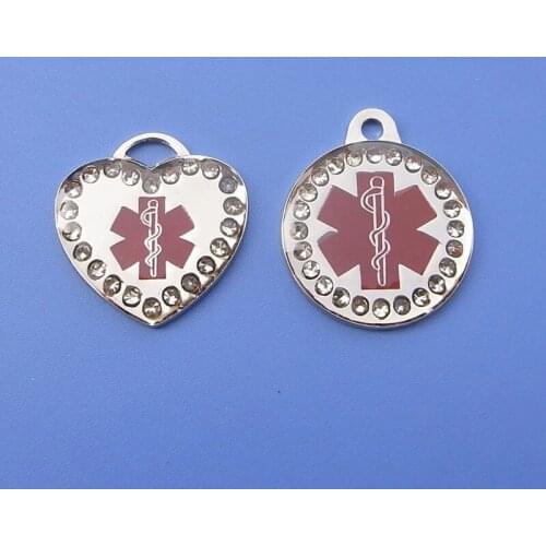 Star of Life Rhinestone Dog Tag and Custom Stainless Steel Medical Dog Tag