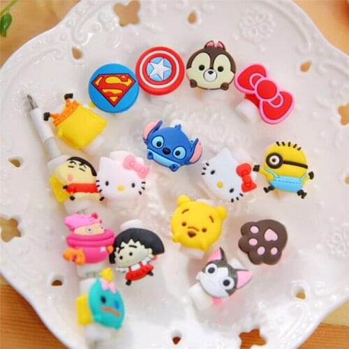 10pcs Cartoon Charger Cable Winder Protective Case Saver 8 Pin Data Line Protector Earphone Cord Protection Sleeve Wire Cover
