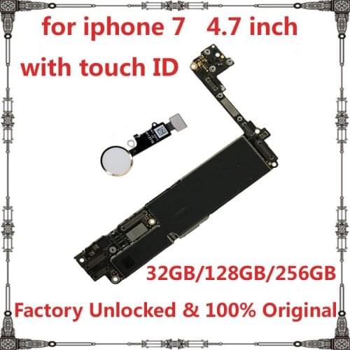 100% Original for iphone 7 Mainboard 32GB 128GB 256GB unlocked Motherboard with / NO touch ID High quality IOS logic board