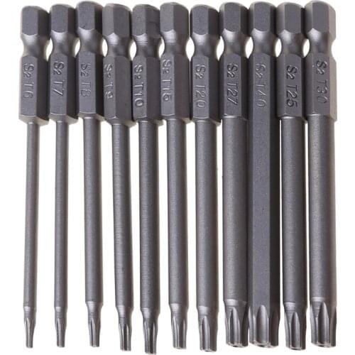 11/12pcs Tamper Proof Security Drill Bit Set Torx Screwdriver Flat Head 1/4" Hex Bits Driver