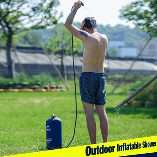 11L PVC Outdoor Inflatable Shower Pressure Shower Water Bag Portable Camping Shower Lightweight Bathing Travel Water Storage