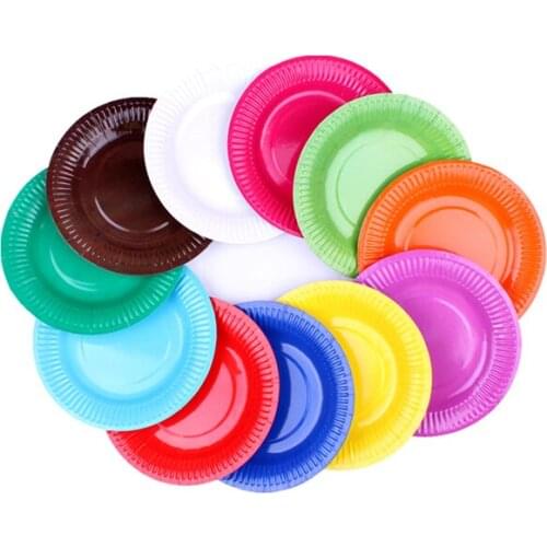 500pcs Disposable Paper Plates Birthday Party Circle Plate Fruit Plate Cake Tray Tableware Birthday Party Supplies