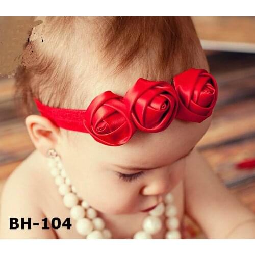 Satin Rose Flowers Headbands Elastic Kids Hair Accessories Headwear little Girls/Boys Headband Hairband Solid Flower Headband
