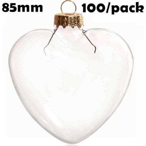 Free Shipping DIY Paintable Christmas Xmas Decoration Ornament/Ball Gold Glass Heart, 100/Pack