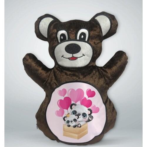 BK Gift Cute Pandas Design Brown Teddy Bear Yastık-3