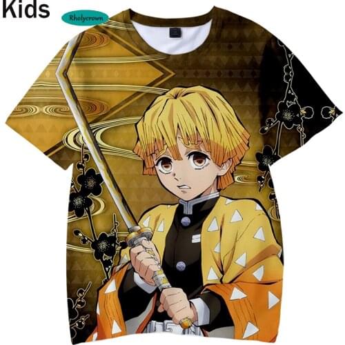 Hot 3D Comic Demon Slayer Kids T Shirt Fashion Hip Hop T-Shirt Summer Boys Girls Suitable 3D Kimetsu No Yaiba Childrens T-Shirt