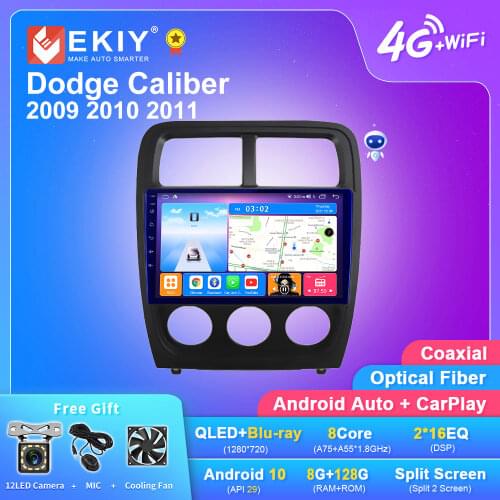 EKIY Android 10 Autoradio For Dodge Caliber 2009 2010 2011 Stereo Multimedia Video Player Navigation GPS QLED DSP No 2din DVD