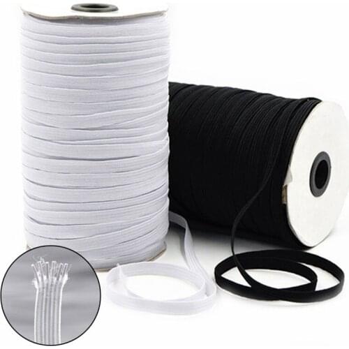 Elastic Band Masks White Black 3mm 5mm 6mm 8mm 10mm 12mm High Elastic Flat Rubber Band Waist Band Sewing Stretch Rope DIY Mask
