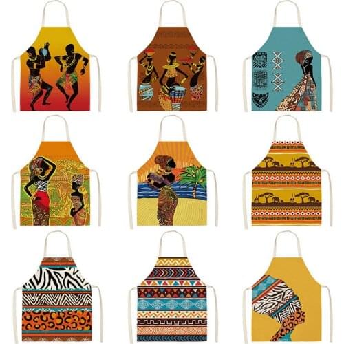 African style Kitchen Aprons for Women Cotton Linen Pinafore Bibs Household Cleaning Home Cooking Apron cooking accessories
