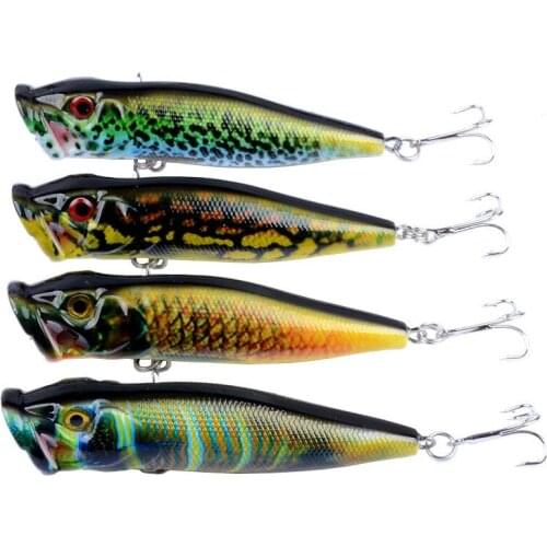 INFOF 4pcs/pack Topwater Popper 3.54inch/0.42oz Hard Baits Artificial Saltwater Fishing Lure Surface Bait Pop