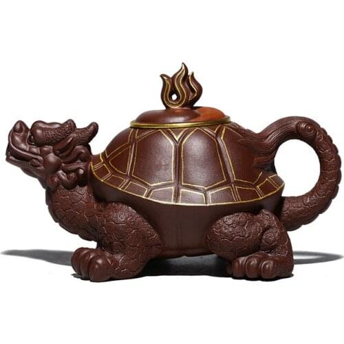 Yixing Teapot Master Handmade Purple Clay Kung Fu Turtle Kettle With Gift Box