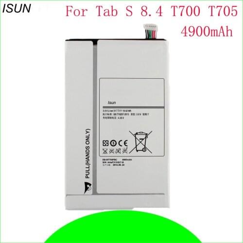 ISUN 5pcs/lot 4900mAh Replacement Battery For Samsung GALAXY Tab S 8.4 T700 T705 Authentic Tablet Battery EB-BT705FB EB-BT705FBE