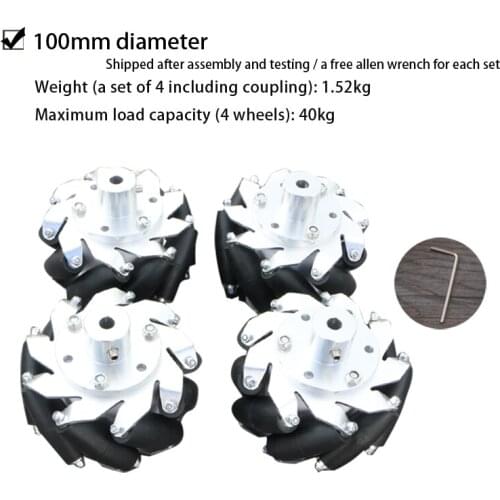 40kg load 100mm diameter all-round mecanum wheel, used for ros robot car chassis toy parts without keyway