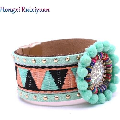 Bracelet handmade leather bracelet fashion geometric magnetic buckle bracelets for women exquisite high quality charm bracelet