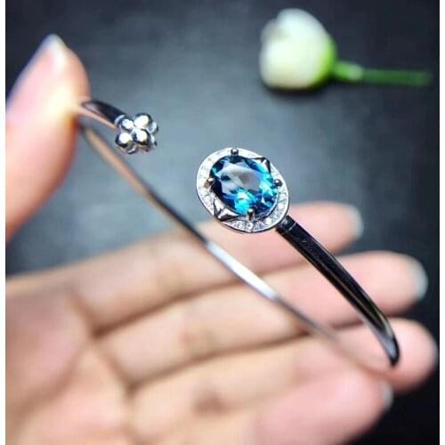 The Best Engagement Gift Top Quality 100% Natural and Real Topaz Bangle 925 sterling silver Fashion Topaz Bangle