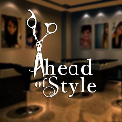 Barber Shop Sticker Head Style Scissors Hair Salon Decal Neutral Haircut Poster Vinyl Wall Art Decals Decor Windows Decoration