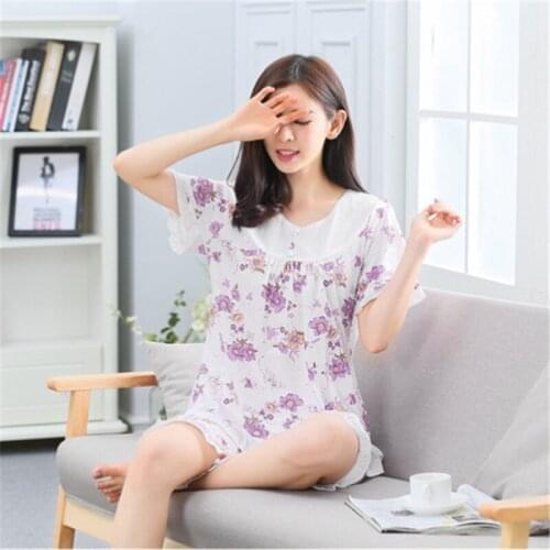 New Arrival Womens Pajamas Set Fashion Women Wear Leisure Clothes 2020 Summer Short Sleeved Women Flower Pyjamas Sets Nightwear