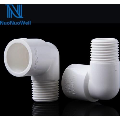 NuoNuoWe 90 Degree Male Thread 1/2'' 3/4'' 1'' x Socket Slide 20/25/32mm Reducer Adapter PVC Connectors Aquarium Pipe joints