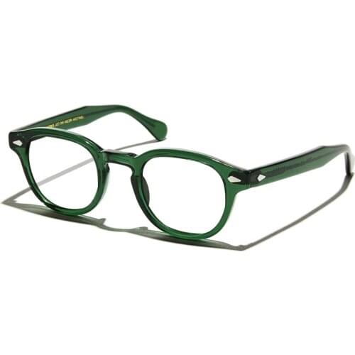 Green Johnny Depp Glasses Men Women Computer Goggles Round Transparent Eyeglass Brand design Acetate Vintage Glasses Frame