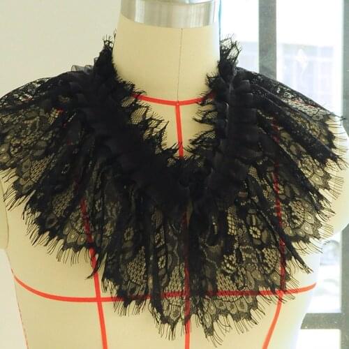 3meters 15cm Wide New Black Ruffled Organza Eyelash Lace Trim Pleated Lace Fabric DIY Dress Collar Cuff Accessories