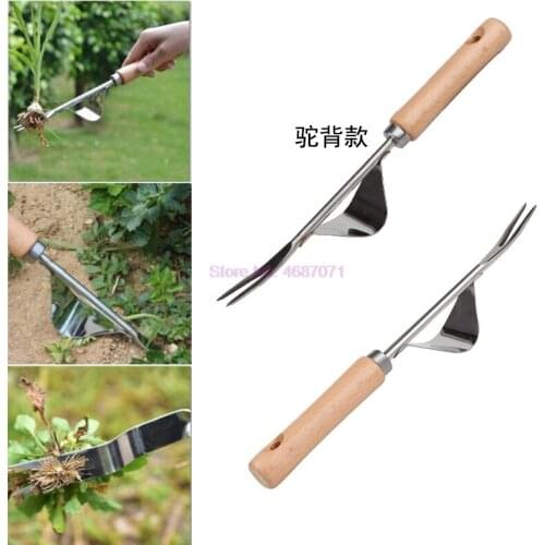 By DHL 100pcs Manual Weeder Fork Metal Hand Garden Wood Handle Digging Puller Weeding Tool Outdoor Transplanting Digging shovels