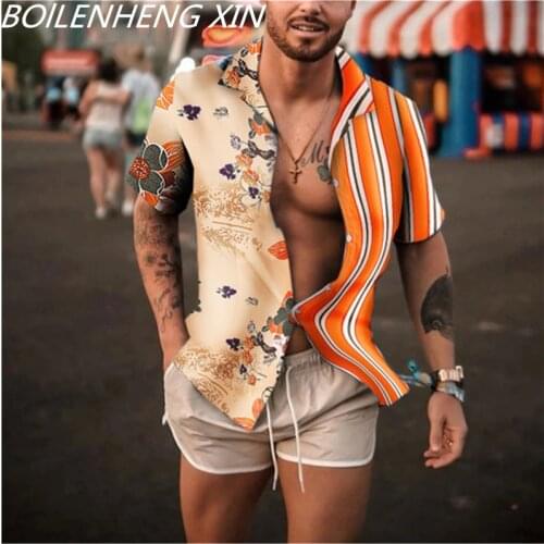 Summer Men Shirt Camisas Para Hombre Mens Shirts Men Fashions Hawaii Men Single-Breasted Shirt Man Short Sleeve Floral Shirt