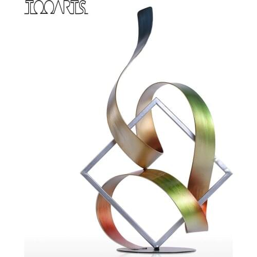 Tooarts Statue Square and Ribbon Modern Sculpture Abstract Sculpture Metal Sculpture Indoor-Outdoor Home Decoration Accessories