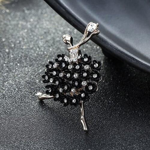 Rhinestone Vintage Girl Brooches for Women Elegant Cute Dancing Lady Pins Fashion Jewelry Coat Handbag Accessories