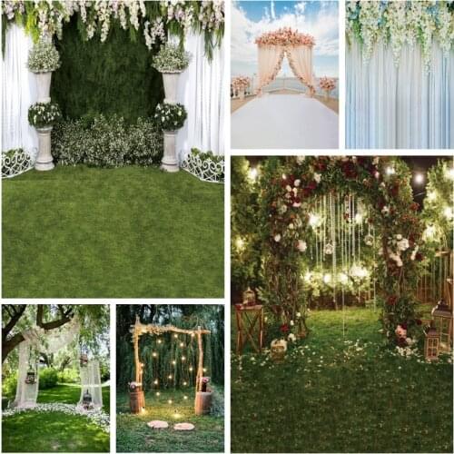 Yeele Photozone Spring Wedding Backdrops Curtain Trees Grass Decor Photo Vinyl Backgrounds Photographic For Studio Shoot Session