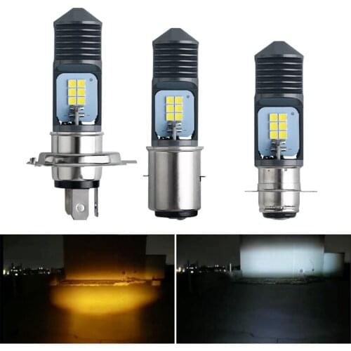 H4 BA20D P15D LED Motorcycle Headlight Bulbs 6000k Hi/lo Beam 3030 12SMD Moto LED Scooter ATV Accessories Fog lamp Yellow white