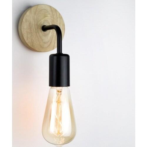 Led Wall Lights 110V 220V E27 Bulb Holder Vintage Industrial Wood Sconce Lamps Living room Decoration for Home Interior Lighting