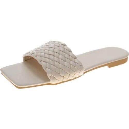 Temperament Slippers Woven Female Design Charm Open-Toed Feet 2021 Vacation Beach Flat Sandals Casual Slippers Womens Shoes