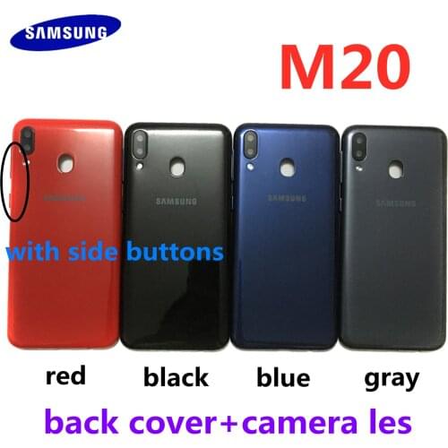 For Samsung Galaxy M20 M205 Battery Back Cover Rear Door Phone Housing Case + Camera Lens +Side Buttons Panel Chassis Lid Repair