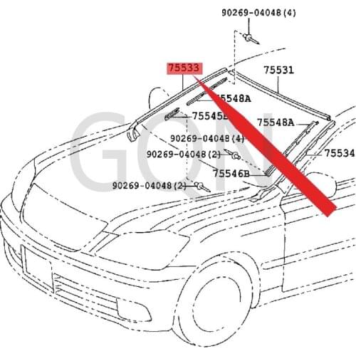 Right outer windshield protection strip 2005-Toy ota CRO WN Front windshield layering.R Front windshield trim RH