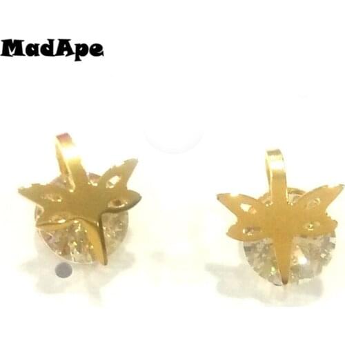 MadApe 2 Pcs Gold Color Dragonfly Stud Earrings Women Stud Earrings With Zircon Stainless Steel Never Fade Wholesale Jewelry