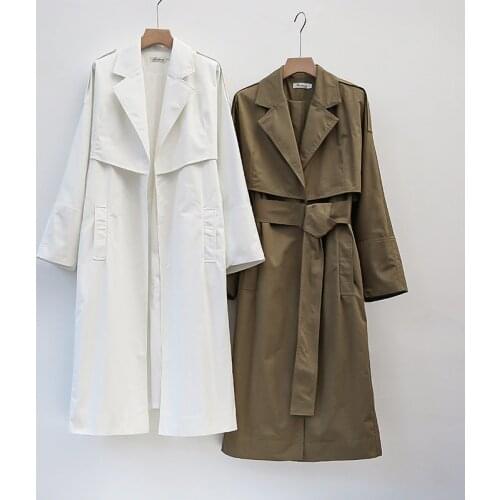 UK Brand new Fashion 2020 Fall /Autumn Casual Simple Classic Long Trench coat with belt Chic Female windbreaker