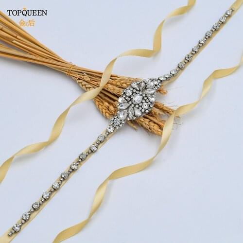TOPQUEEN S329 Vintage Bridal Belt Silver Belts for Dresses Fancy Belt for Girl Formal Rhinestone Belt for Women Beaded Sash Belt